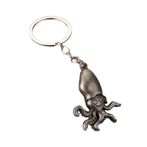 Creative octopus key ring with vintage silver finish and detailed cartoon design