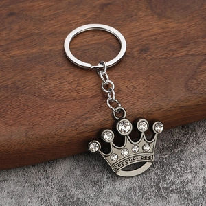 Crown Keychain Zinc Alloy Rhinestone Inlaid Metal Pendant Elegant Wedding Party Favor Luxury Accessory
