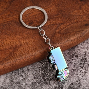 Porte-clés camion 3D créatif en métal avec finition arc-en-ciel irisée