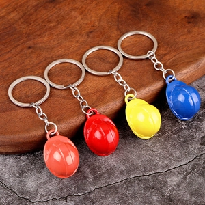 Mini Safety Helmet Keychain Simulation Construction Hard Hat Plastic Zinc Alloy Creative Industrial Style Gift Accessory