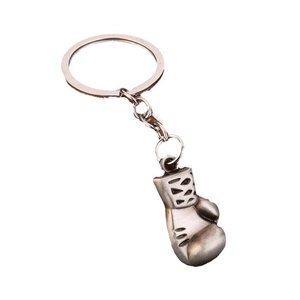Porte-clés gant de boxe 3D en alliage d'argent vintage pour cadeau de fitness pour hommes
