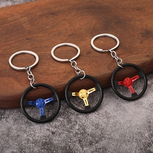 Car Steering Wheel Keychain Zinc Alloy Racing Style Mini Model Keyring Automotive Accessory Gift For Car Lovers