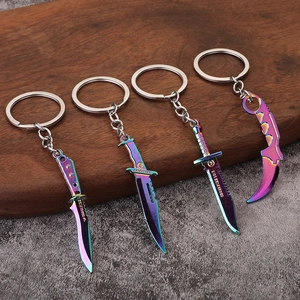 Collection de porte-clés couteaux tactiques en alliage de zinc avec fini irisé