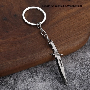 Vue macro du porte-clés modèle couteau tactique Reaver 12cm avec dimensions précises