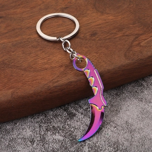 Porte-clés couteau karambit en métal arc-en-ciel style Valorant Reaver collection