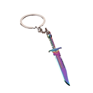 Zinc alloy rainbow metal knife keychain model with Cross Fire 2010 engraving