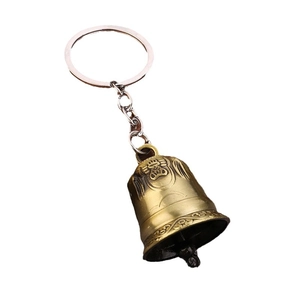 Porte-clés cloche en métal antique avec caractère Fu et motif de nuages