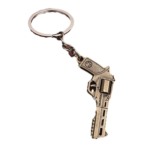 Vintage bronze revolver pistol keychain made of zinc alloy with fashion engraving detail