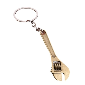 Miniature vintage bronze wrench keychain made of zinc alloy for creative car key organization
