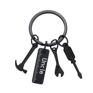 Father's Day black tool keychain set with hammer screwdriver wrench and Uncle engraving