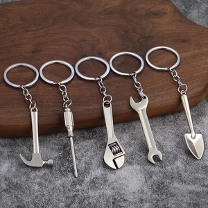 Miniature Hardware Tool Keychains Zinc Alloy Simulation Wrench Hammer Screwdriver Pliers Pendants Silver Industrial Style