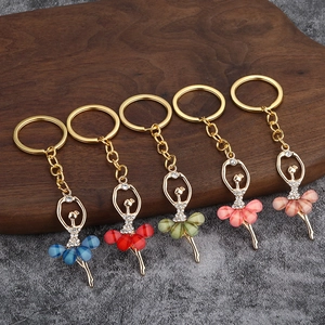 Ballet Dancer Keychain Zinc Alloy Rhinestone Ballerina Pendant Bag Charm Decorative Gift Accessories For Women Girls