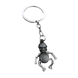 Vintage bronze-style movable robot skull keychain pendant for bags and accessories