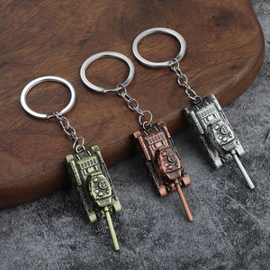 Solid Metal Tank Model Keychain Vintage Zinc Alloy Car Key Ring Military T34 Style Souvenir Gift Accessory For Men