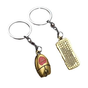 Kreative Gold-Maus und Tastatur Pärchen-Schlüsselanhänger mit LOVE-Gravur