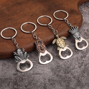 Retro Zinc Alloy Animal Keychain Bottle Opener Wolf Turtle Frog Lion Pattern Antique Bronze Finish Metal Bar Tool Keyring