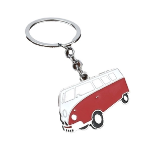 Porte-clés mini bus en métal rouge et blanc avec breloque van vintage pour enfant