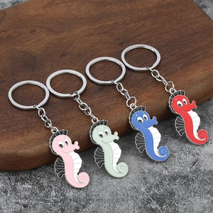 Porte-Clés Hippocampe Dessin Animé Alliage Zinc Émail Pendentif Coloré Animal Marin Charme Sac À Dos Décoration Cadeau