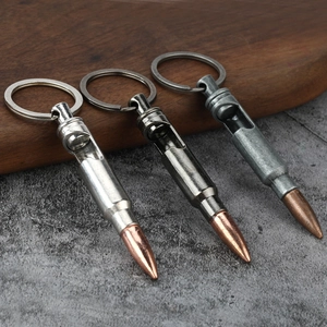 Bullet Shape Keychain Bottle Opener Zinc Alloy Metal Creative Novelty Retro Portable Key Ring Pendant