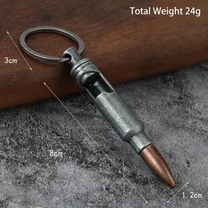 Vintage bullet bottle opener keychain made of zinc alloy with tactical worn finish