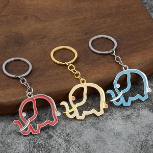 Elephant Keychain Cute Enamel Animal Pendant Zinc Alloy Metal Key Ring Bag Charm Accessory Jewelry Gift For Women Men