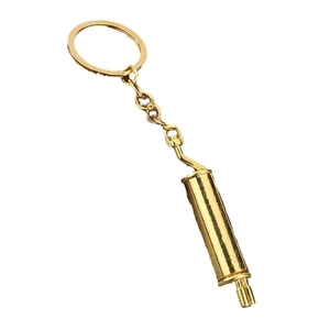 Polished gold exhaust pipe keychain, creative metal car tuning accessory for keys