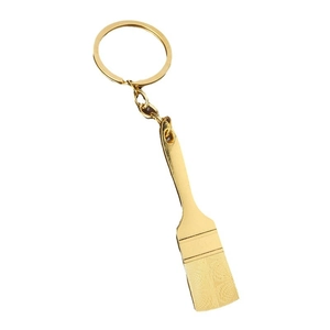 Creative gold-plated alloy shovel-shaped keychain with realistic industrial brush texture