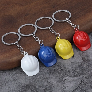 Mini Safety Helmet Keychain Simulation Hard Hat Keyring Plastic And Zinc Alloy Bag Pendant Construction Theme Gift
