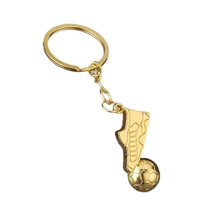 Porte-clés de football doré avec ballon rotatif et pendentif de chaussure détaillé