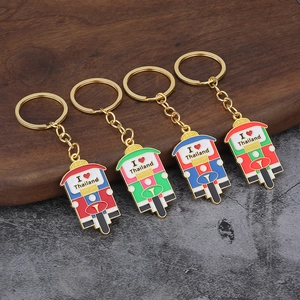 Thailand Tuk Tuk Keychain Souvenir Enamel Zinc Alloy Taxi Motorcycle Shape Key Ring Travel Gift
