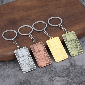 Set of four hip hop euro banknote pendants in silver, copper, gold, and bronze metal