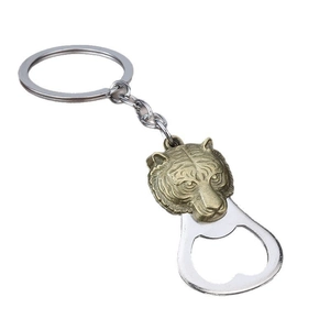 Kreativer Tier-Tigerkopf Flaschenöffner Schlüsselanhänger aus Zinklegierung in Bronze