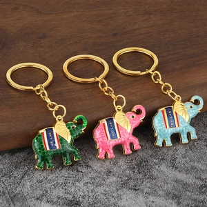 Elephant Keychain Zinc Alloy Enamel Thailand Souvenir Lucky 3D Animal Charm Car Keyring Colorful Accessories For Women Men