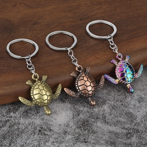 Sea Turtle Keychain Zinc Alloy Metal Ocean Tortoise Pendant Bag Hanging Charm Vintage Retro Style Decorative Accessory