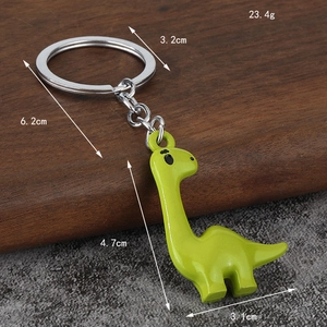 Porte-clés dinosaure vert avec anneau en métal, taille 6,2 cm et poids 23,4 g