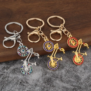 Bicycle Keychain Alloy Rhinestone Sporty Bike Charm With Lobster Clasp Key Ring For Bag Decor