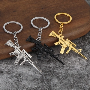 Zinc Alloy Rifle Model Keychain Miniature Battle Royale Game Weapon Pendant Tactical Accessory Gift For Gamers Men Teens