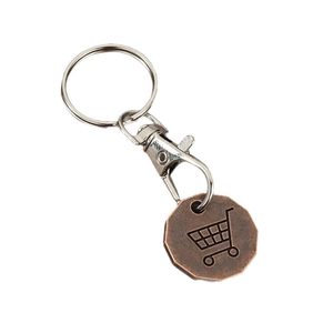 Zwölfeck-Einkaufswagen-Token-Schlüsselanhänger aus Zinklegierung mit Karabinerverschluss