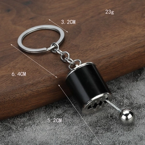 Silver metal manual gear shifter keychain with 6-speed moving lever for car lovers