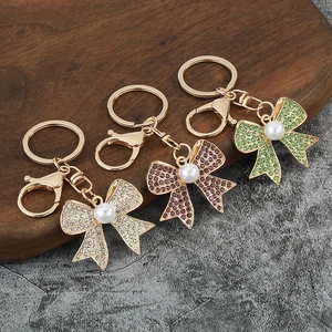 Bowknot Keychain Rhinestone Alloy Bag Pendant Faux Artificial Pearl Elegant Fashion Accessories For Women