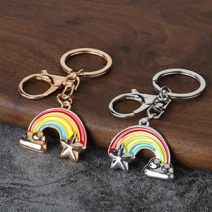 Rainbow Keychain Enamel Zinc Alloy Star Cloud Pendant Lobster Clasp Bag Charm Colorful Cute Accessory