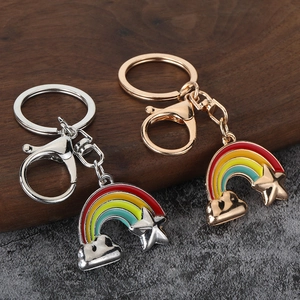 Rainbow keychain pendants in gold and silver finish with star and cloud charms