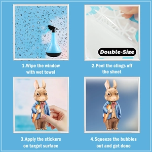 Step-by-step installation guide for double-sided Peter Rabbit style static window clings