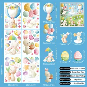 Detailed size specifications for 6-sheet Easter rabbit and egg static window stickers