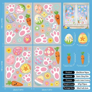 Detailed size guide for Easter egg and carrot static window clings set of 72 pieces