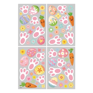 Colorful Easter egg and carrot window stickers set for holiday glass decoration