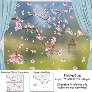Detail von Kirschblüten Fensteraufklebern mit zwei 30x60cm Bögen und Maßen für die Deko