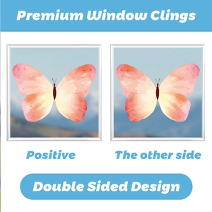 Double-sided butterfly window clings showing positive and reverse gradient design