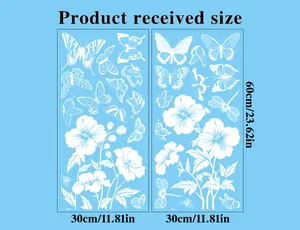 White butterfly and flower static window stickers received size details 30x60cm
