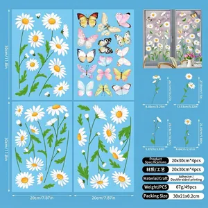 Detail of 49pcs daisy and butterfly static window clings with dual-sided printing
